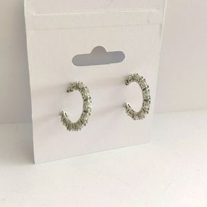 Silver and rhinestone hoop earrings